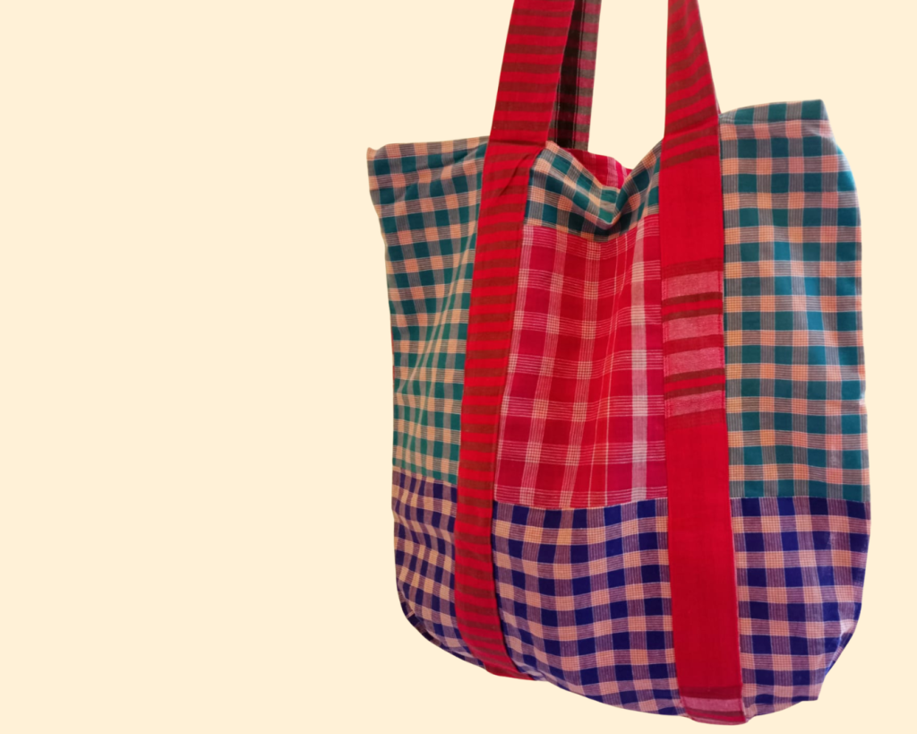 Gamcha Tote Bag: Purple Green